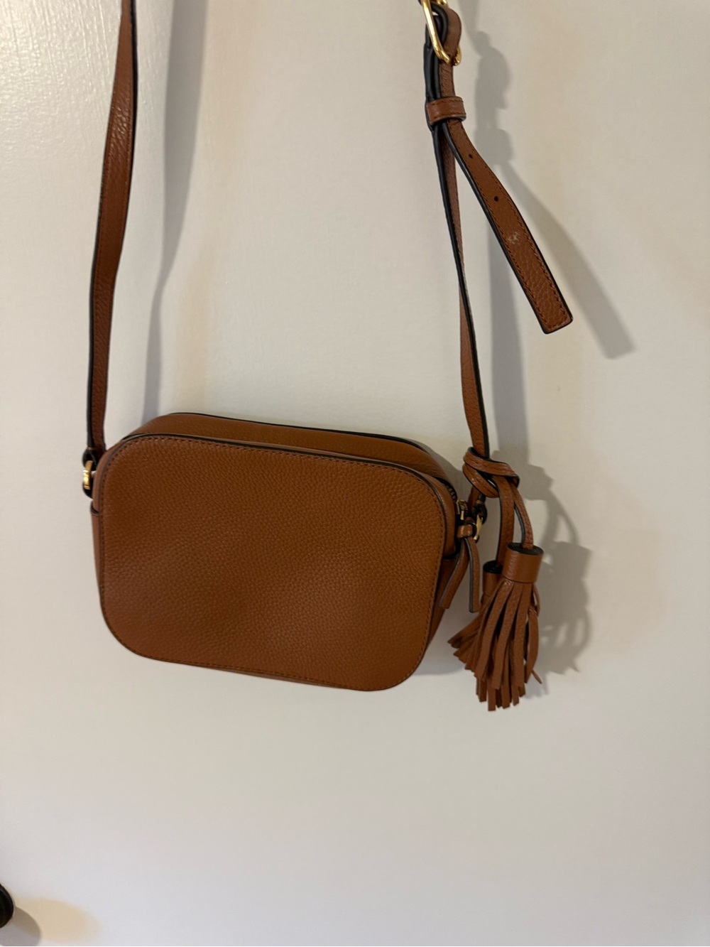 Tory Burch Tan Pebbled Leather Crossbody with Tassel Charm - Picture 3 of 8